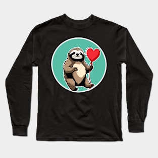 Sloth Heart Balloon - Valentines Day Long Sleeve T-Shirt